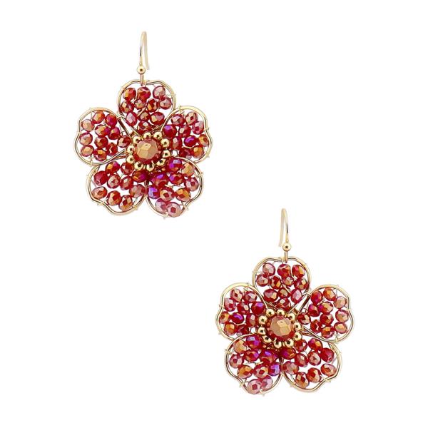 BEAD FLOWER DANGLE EARRING