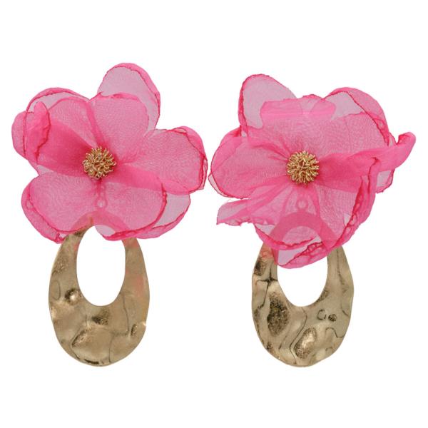 TULLE FLOWER TEARDROP DANGLE EARRING