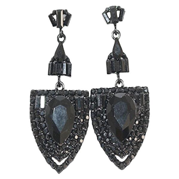 CRYSTAL RHINESTONE GLASS TIERED ART DECO EARRING
