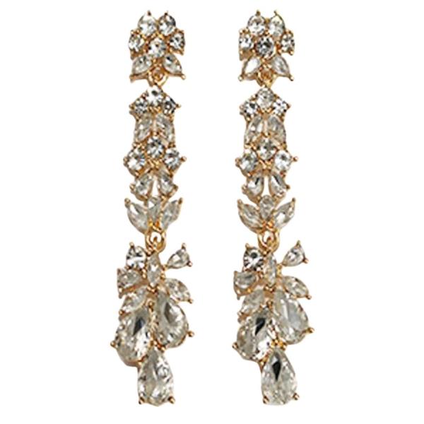 CRYSTAL RHINESTONE CLUSTER LINER DROP EARRING