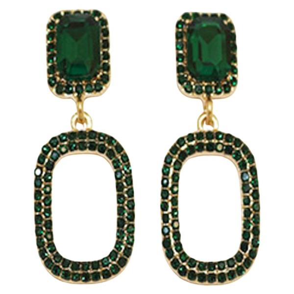 CRYSTAL RHINESTONE SQUARE CIRCLE DANGLE EARRING