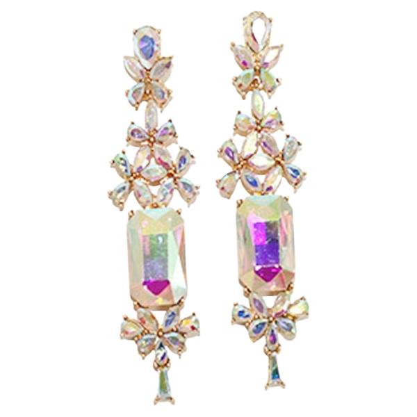 CRYSTAL RHINESTONE CLUSTER DROP DANGLE EARRING