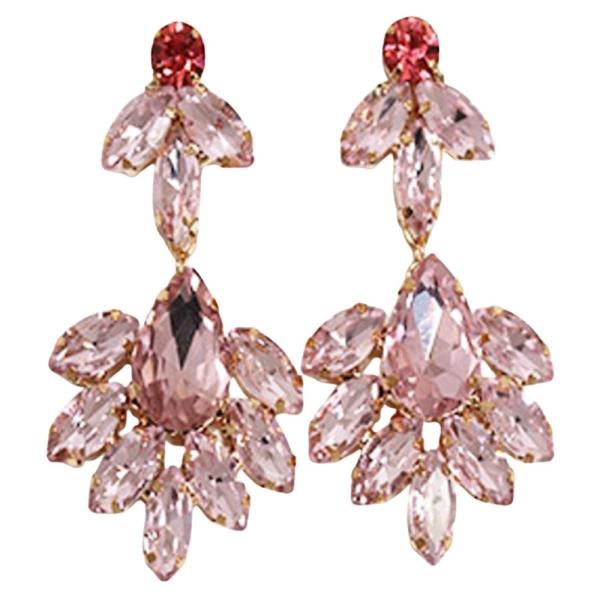 CRYSTAL RHINESTONE FLOWER DANGLE EARRING