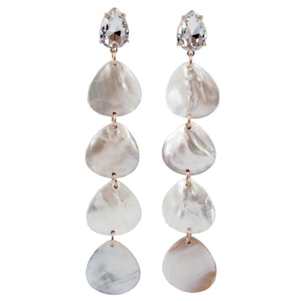 RHINESTONE MOTHER OF PEARL MULTI DROP STUD EARRING