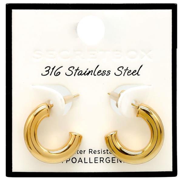 SECRET BOX OPEN HOOP STAINLESS STEEL EARRING