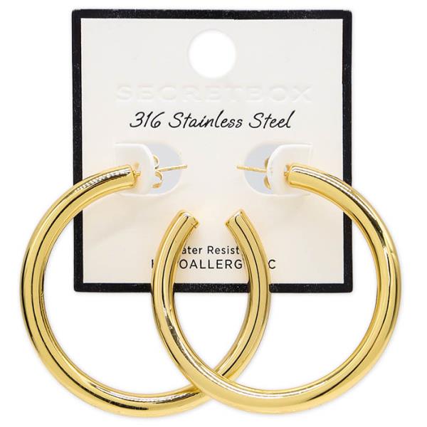 SECRET BOX OPEN HOOP STAINLESS STEEL EARRING