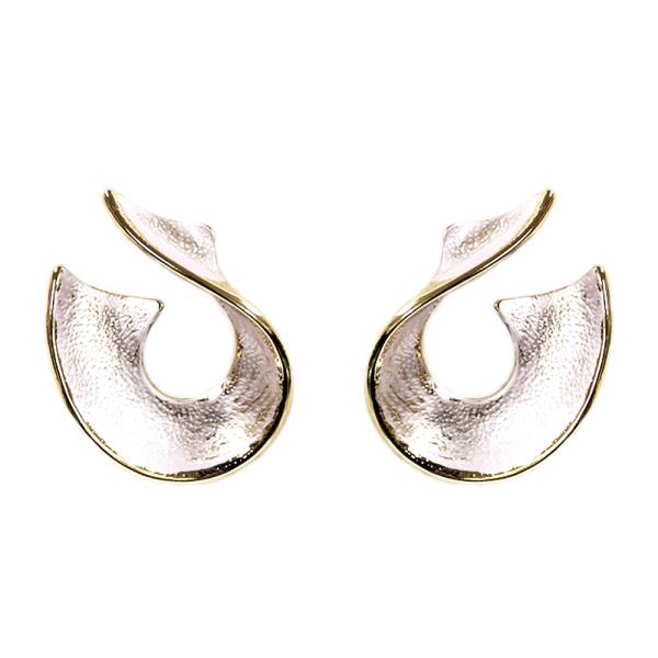 TWO TONE SWIRL SHAPE EARRING