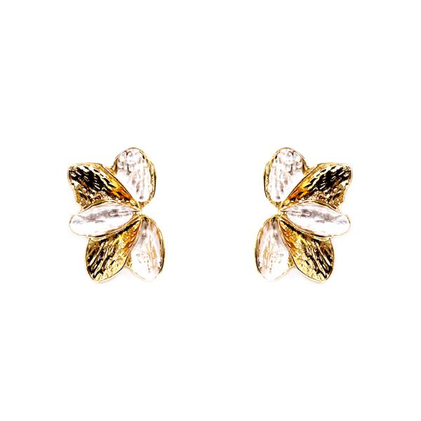 TEXTURED METAL FLOWER STUD EARRING