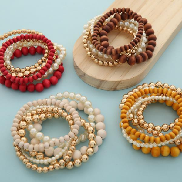 MIXED BALL BEAD BRACELET SET