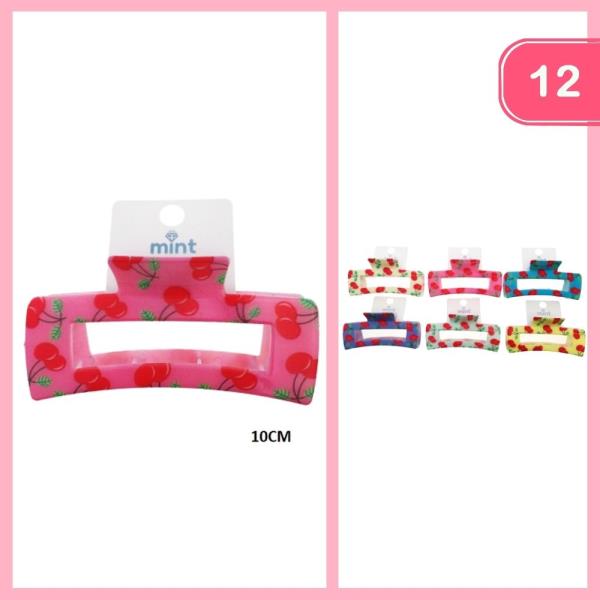CHERRY PRINT HAIR CLAW CLIP (12 UNITS)