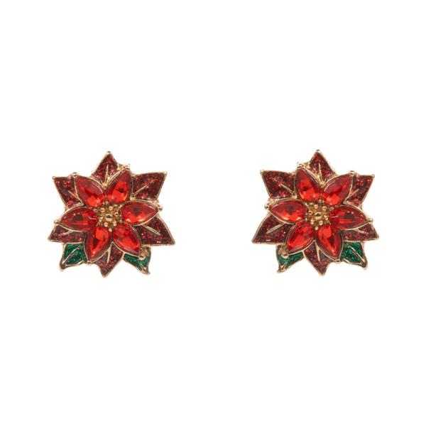 POINSETTIA FLOWER SHAPED ENAMEL HYPOALLERGENIC EARRING