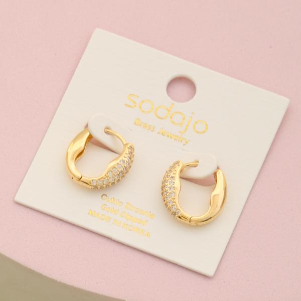 SODAJO GOLD DIPPED CZ HUGGIE HOOP EARRING