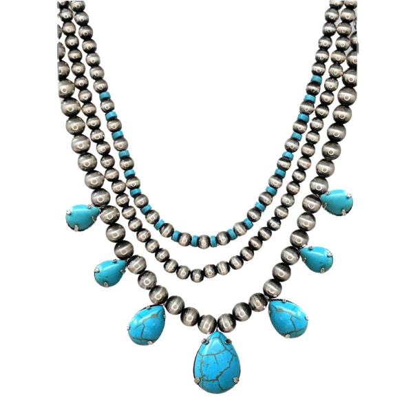 WESTERN NAVAJO RHINESTONE LAYERED BEADED NECKLACE