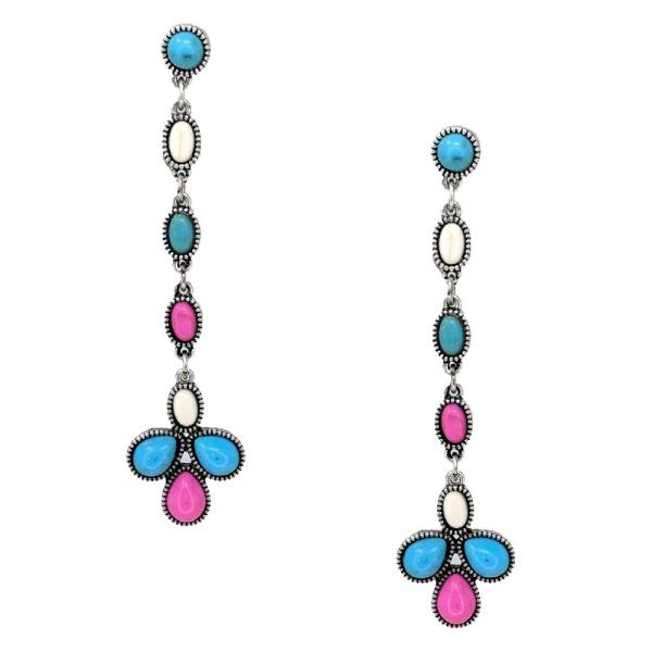 WESTERN SEMI STONE DANGLE EARRING