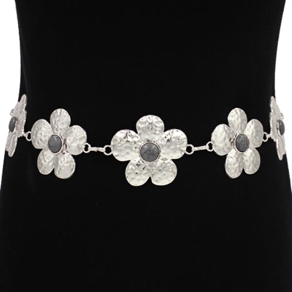 WESTERN HAMMERED METAL FLOWER LINKED WAIST BELT
