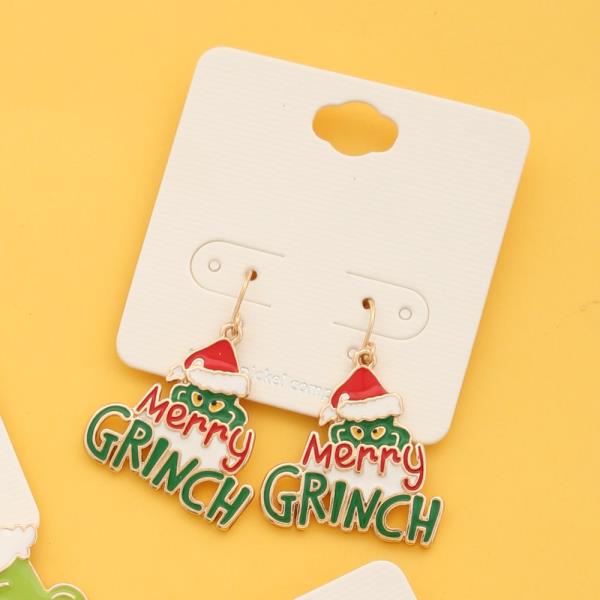 MERRY GREEN MONSTER CHRISTMAS EARRING