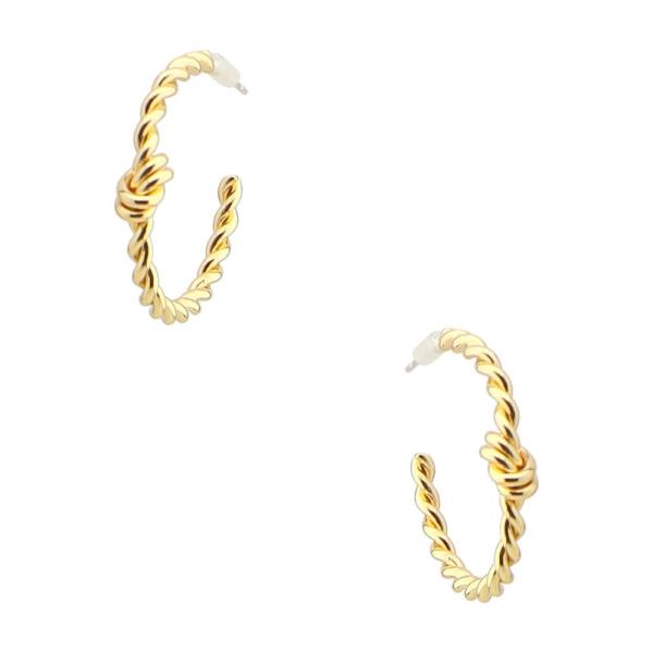 METAL KNOT TWIST HOOP  EARRING