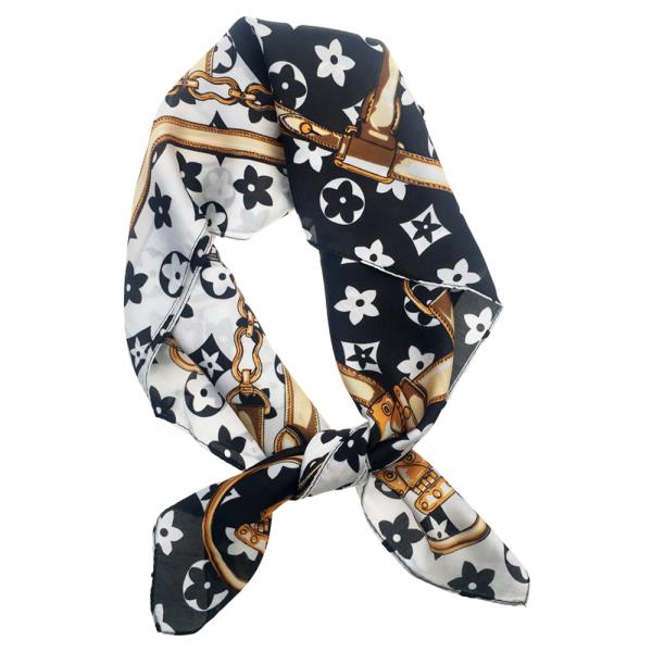 FLOWER PATTERN SILKY BANDANA SQUARE SCARF