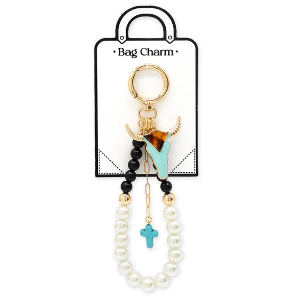 SECRET BOX CATTLE CHARM PEARL BEAD BAG CHARM KEYCHAIN