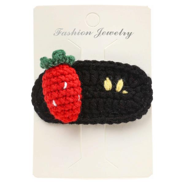 STRAWBERRY CROCHET KNIT SNAP HAIR PIN