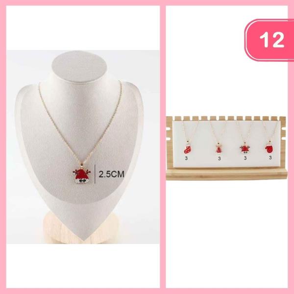 CHRISTMAS HAT PENDANT NECKLACE (12 UNITS)