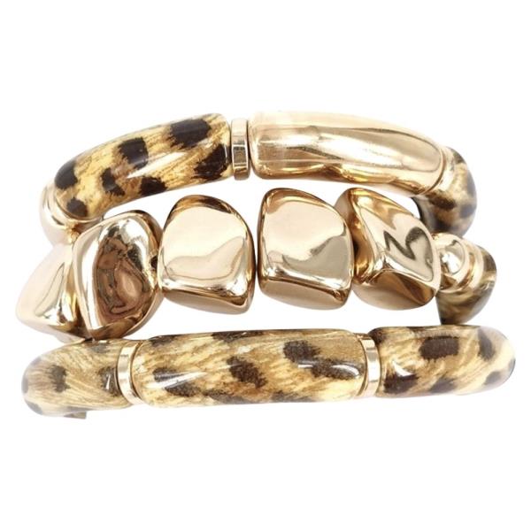 ANIMAL PRINT PATTERN BEADED BRACELET