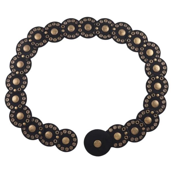SUEDE TEXTURED METAL STUDDED EYELET CIRCLE LINK WESTERN Y2K STYLE BELT