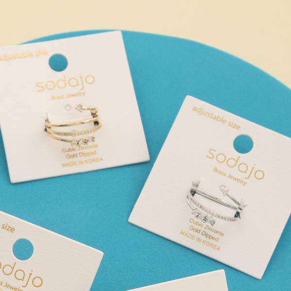 SODAJO CZ GOLD DIPPED ADJUSTABLE RING