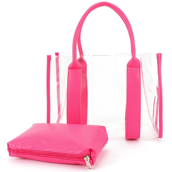 TRANSPARENT TOTE BAG WITH POUCH