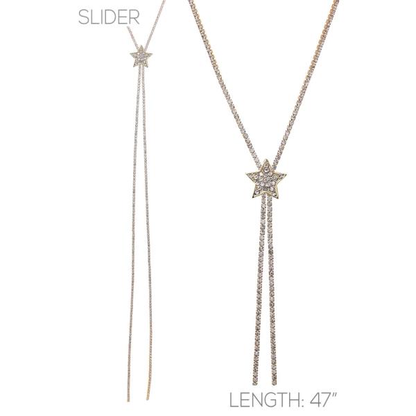 STAR CHARM RHINESTONE Y SHAPE NECKLACE