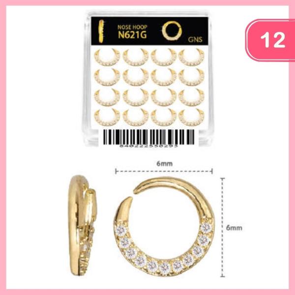 RHINESTONE NOSE HOOP RING 1 BOX