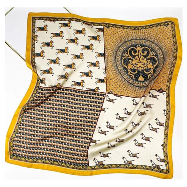 VINTAGE PATCHWORK SQUARE HANDKERCHIEF BANDANA MUSTARD
