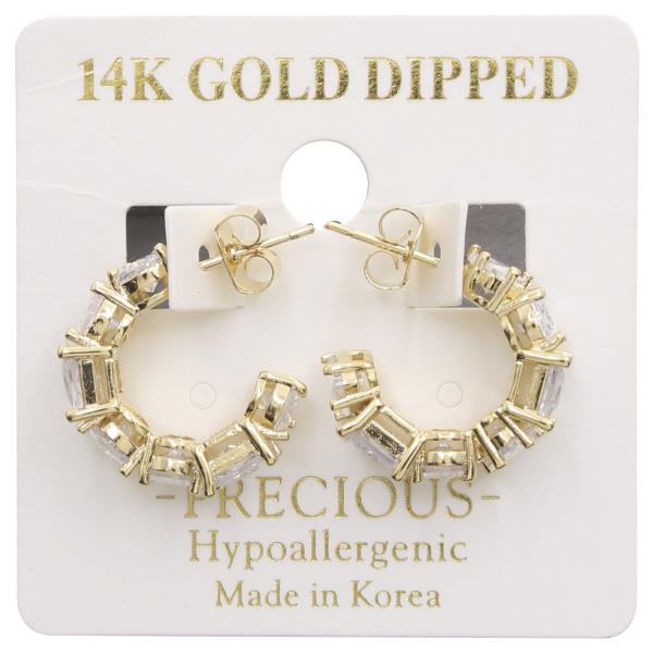 14K GOLD DIPPED CRYSTAL EDGE OPEN HOOP EARRING