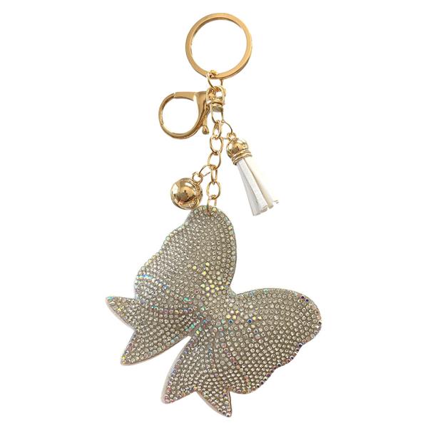 RHINESTONE RIBBON KEYCHAIN WITH TASSEL
