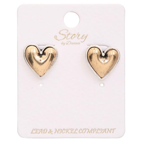 TWO TONE HEART SHAPE EARRING