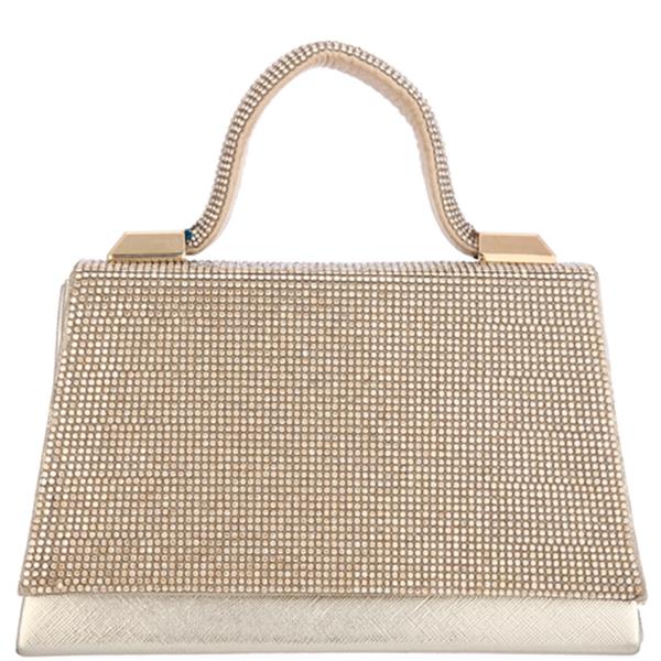 RHINESTONE HANDLE EVENING CLUTCH BAG