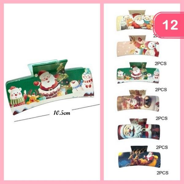 CHRISTMAS HAIR CLAW CLIPS (12 UNITS)