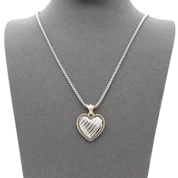 14K GOLD PLATED TWO TONE HEART NECKLACE
