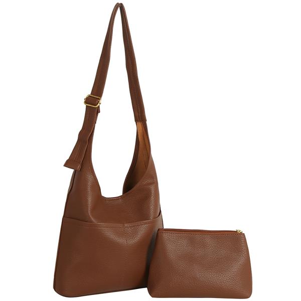 2IN1 SMOOTH SHOULDER HOBO W ZIPPER POUCH SET