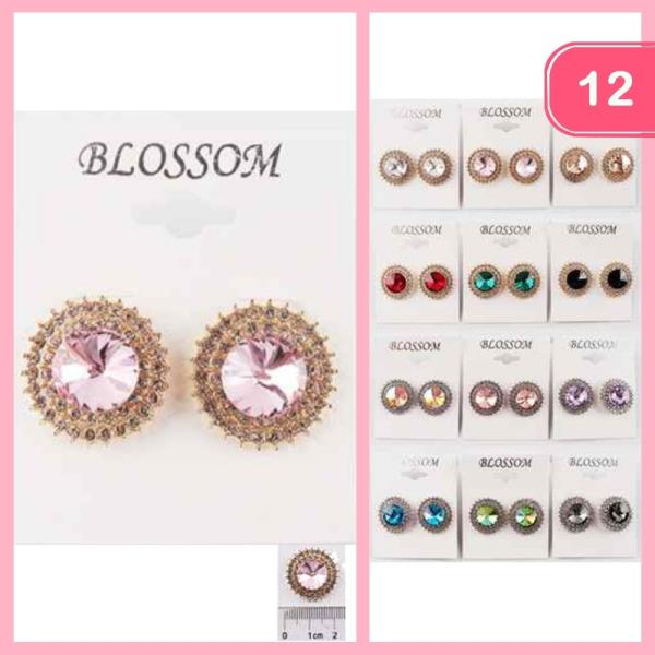 RHINESTONE POST EARRING (12 UNITS)