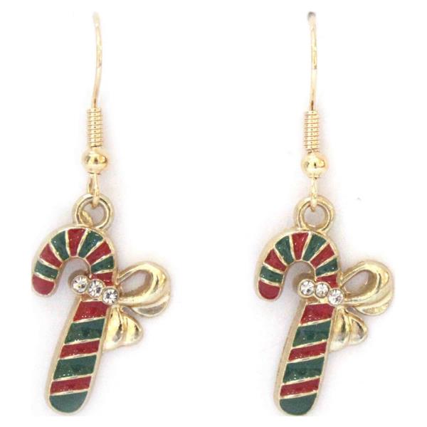 CANDY CANE DANGLE EARRING