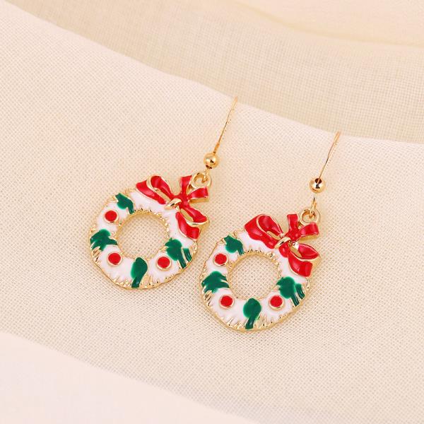 CHRISTMAS WREATH DANGLE EARRING