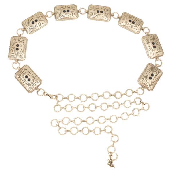 PLUS SIZE SOUTHWESTERN ETCHED RECTANGLE CAB ACCENT CHAIN BELT