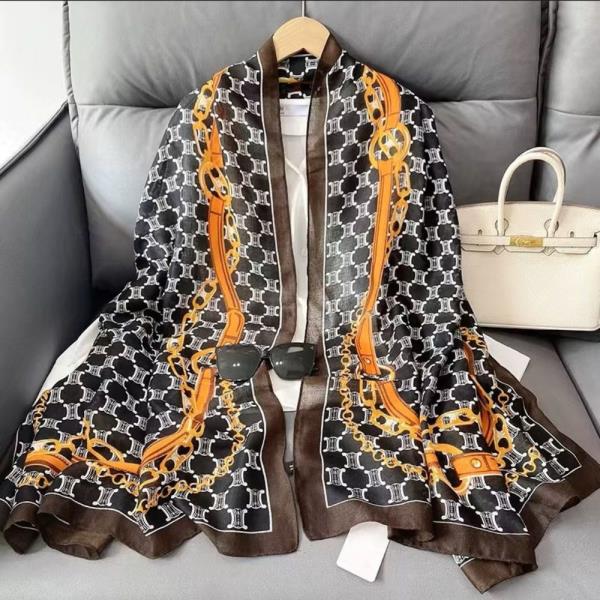 MONOGRAM PATTERN SILKY OBLONG SCARF