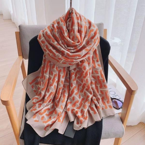MONOGRAM PATTERN SILKY OBLONG SCARF
