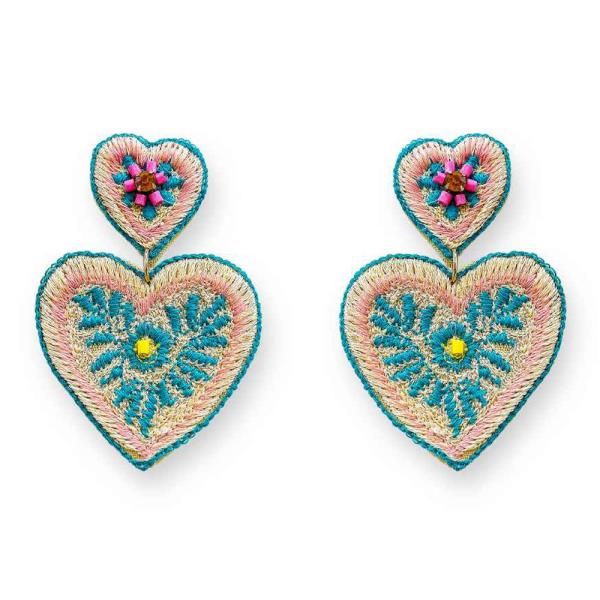 HEART BEADED INDIA EMBROIDERY DANGLE
