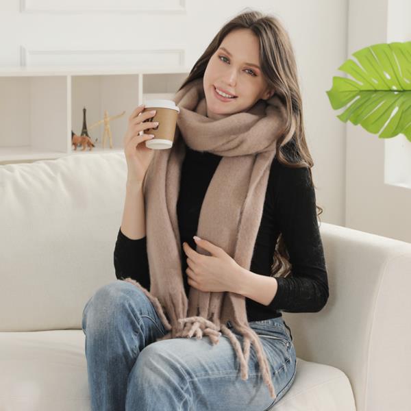 SOLID COLOR OBLONG SCARF W/ FRINGE