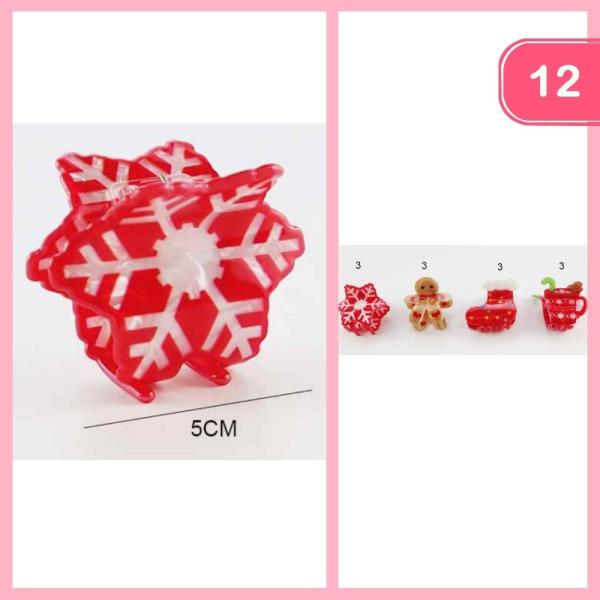 CHRISTMAS HAIR CLAW CLIP (12 UNITS)