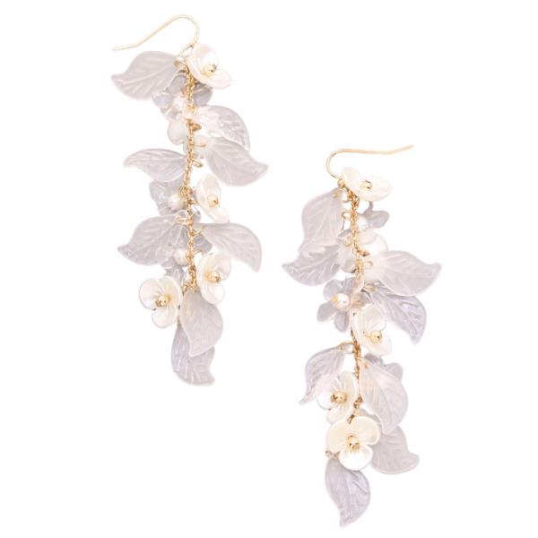 FLOWER DROP FISH HOOK EARRINGS