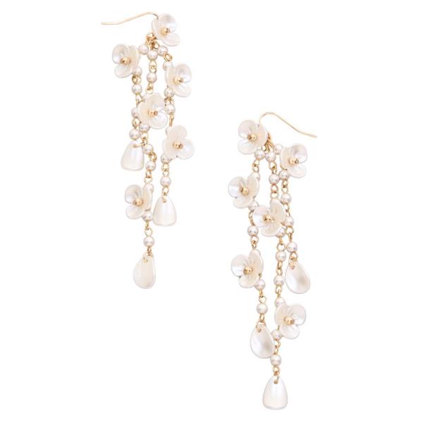 FLOWER MUL DROP LINEAR FISH HOOK EARRING